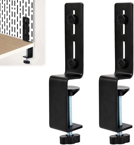 2pcs Desk Clamp Pegboard Mount, Clamp-On Desktop Pegboard Fixing Bracket No-Drill Tabletop Organizer Holder for Office Workbench Kitchen Game Home Desktop Accessories in Saudi Arabia