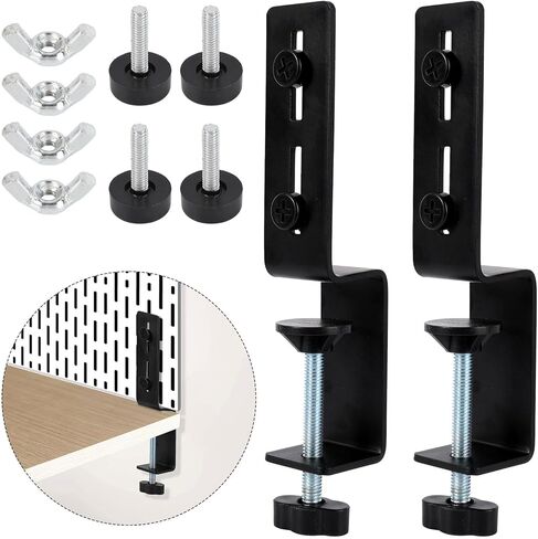 2pcs Desk Clamp Pegboard Mount, Clamp-On Desktop Pegboard Fixing Bracket No-Drill Tabletop Organizer Holder for Office Workbench Kitchen Game Home Desktop Accessories in Saudi Arabia