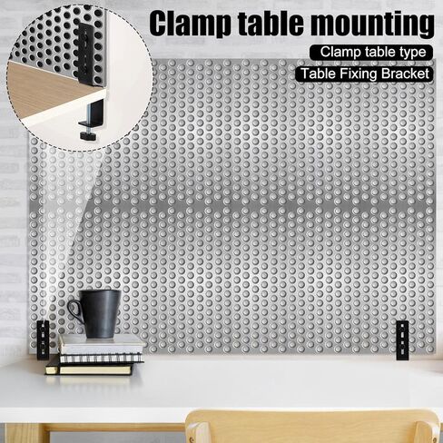 2pcs Desk Clamp Pegboard Mount, Clamp-On Desktop Pegboard Fixing Bracket No-Drill Tabletop Organizer Holder for Office Workbench Kitchen Game Home Desktop Accessories in Saudi Arabia