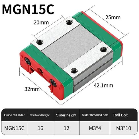 MGN15C 50 100-1000 مللي متر 1 * شريحة السكك الحديدية الخطية المصغرة + 1 قطعة كتلة خطية (فقط 20 قطعة كرة فولاذية) in Kuwait