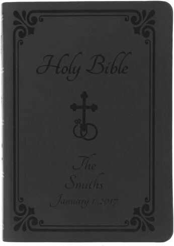 Personalized Holy Matrimony Bible NABRE Edition – Custom Engraved Wedding Rings & Cross Design – Catholic Family Heirloom for Newlyweds in Saudi Arabia