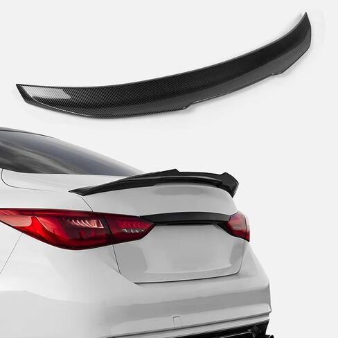 Rear Spoiler Fit for 2014-2024 Infiniti Q50/ Q50S/ 2.0t/ 3.0t/ Luxe/Premium 4-Door Sedan, PSM Style Duckbill Tail Trunk Lip Wing Sporty Appearance Glossy Black in Saudi Arabia