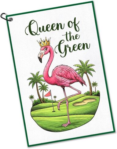 Queen of The Green Golf Towel with Clip, Funny Flamingo Golf Bag Accessories for Women, Golfing Accessories for Ladies, Mother's Day Retirement Gifts for Golfer, Golfing Gifts for Mom Grandma in Saudi Arabia
