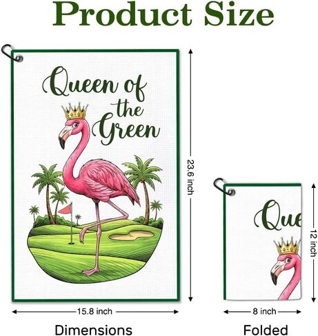 Queen of The Green Golf Towel with Clip, Funny Flamingo Golf Bag Accessories for Women, Golfing Accessories for Ladies, Mother's Day Retirement Gifts for Golfer, Golfing Gifts for Mom Grandma in Saudi Arabia
