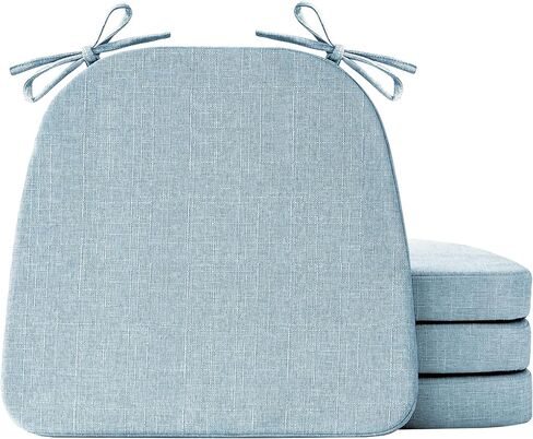 IASEAHK Chair Cushions for Dining Chairs Set of 4, Non Slip Kitchen Chair Pads, 17" x 16" x 2", Indoor Dining Chair Cushions with Ties, D-Shaped Seat Cushions for Kitchen Chairs, Beige in Saudi Arabia