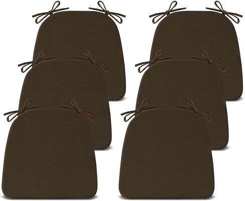 IASEAHK Chair Cushions for Dining Chairs Set of 4, Non Slip Kitchen Chair Pads, 17" x 16" x 2", Indoor Dining Chair Cushions with Ties, D-Shaped Seat Cushions for Kitchen Chairs, Beige in Saudi Arabia