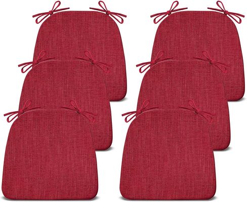 IASEAHK Chair Cushions for Dining Chairs Set of 4, Non Slip Kitchen Chair Pads, 17" x 16" x 2", Indoor Dining Chair Cushions with Ties, D-Shaped Seat Cushions for Kitchen Chairs, Beige in Saudi Arabia