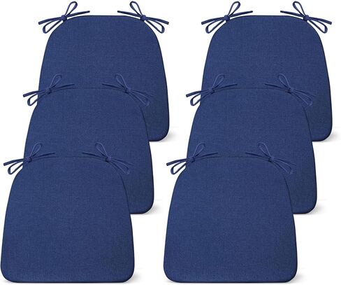 IASEAHK Chair Cushions for Dining Chairs Set of 4, Non Slip Kitchen Chair Pads, 17" x 16" x 2", Indoor Dining Chair Cushions with Ties, D-Shaped Seat Cushions for Kitchen Chairs, Beige in Saudi Arabia