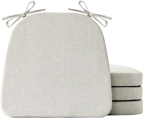 IASEAHK Chair Cushions for Dining Chairs Set of 4, Non Slip Kitchen Chair Pads, 17" x 16" x 2", Indoor Dining Chair Cushions with Ties, D-Shaped Seat Cushions for Kitchen Chairs, Beige in Saudi Arabia
