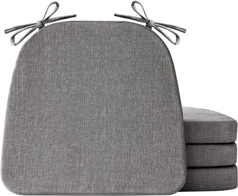 IASEAHK Chair Cushions for Dining Chairs Set of 4, Non Slip Kitchen Chair Pads, 17" x 16" x 2", Indoor Dining Chair Cushions with Ties, D-Shaped Seat Cushions for Kitchen Chairs, Beige in Saudi Arabia