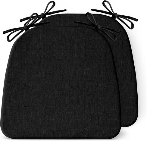IASEAHK Chair Cushions for Dining Chairs Set of 4, Non Slip Kitchen Chair Pads, 17" x 16" x 2", Indoor Dining Chair Cushions with Ties, D-Shaped Seat Cushions for Kitchen Chairs, Beige in Saudi Arabia