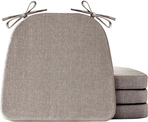 IASEAHK Chair Cushions for Dining Chairs Set of 4, Non Slip Kitchen Chair Pads, 17" x 16" x 2", Indoor Dining Chair Cushions with Ties, D-Shaped Seat Cushions for Kitchen Chairs, Beige in Saudi Arabia