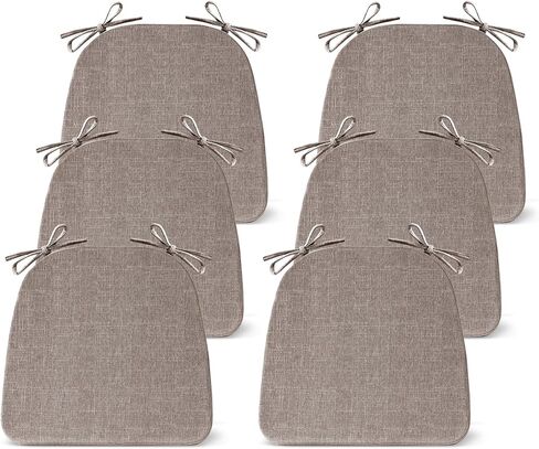 IASEAHK Chair Cushions for Dining Chairs Set of 4, Non Slip Kitchen Chair Pads, 17" x 16" x 2", Indoor Dining Chair Cushions with Ties, D-Shaped Seat Cushions for Kitchen Chairs, Beige in Saudi Arabia
