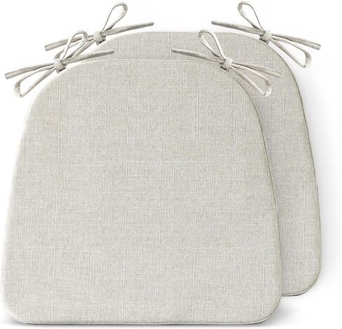 IASEAHK Chair Cushions for Dining Chairs Set of 4, Non Slip Kitchen Chair Pads, 17" x 16" x 2", Indoor Dining Chair Cushions with Ties, D-Shaped Seat Cushions for Kitchen Chairs, Beige in Saudi Arabia