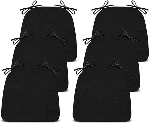 IASEAHK Chair Cushions for Dining Chairs Set of 4, Non Slip Kitchen Chair Pads, 17" x 16" x 2", Indoor Dining Chair Cushions with Ties, D-Shaped Seat Cushions for Kitchen Chairs, Beige in Saudi Arabia