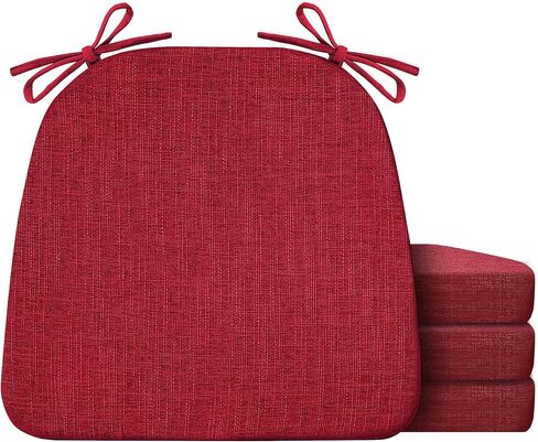 IASEAHK Chair Cushions for Dining Chairs Set of 4, Non Slip Kitchen Chair Pads, 17" x 16" x 2", Indoor Dining Chair Cushions with Ties, D-Shaped Seat Cushions for Kitchen Chairs, Beige in Saudi Arabia