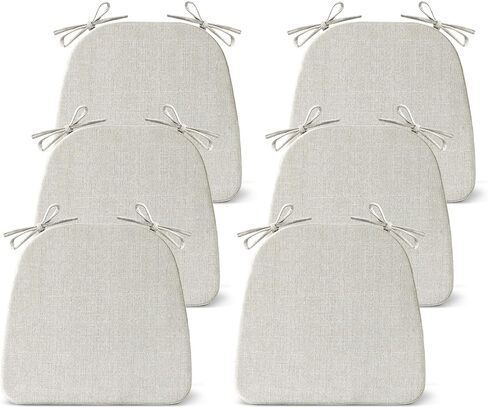IASEAHK Chair Cushions for Dining Chairs Set of 4, Non Slip Kitchen Chair Pads, 17" x 16" x 2", Indoor Dining Chair Cushions with Ties, D-Shaped Seat Cushions for Kitchen Chairs, Beige in Saudi Arabia