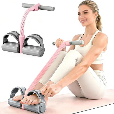 Adjustable Ankle Strap Resistance Band with Handle, Upgraded 6 Tube Manual Tension Training Pedal, Natural Rubber Foot Resistance Band, Fits All Foot Sizes and Weights in Saudi Arabia