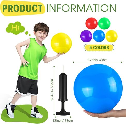 Vinsot 25 Pcs Fun Bouncy Balls 13 Inch Marbleized Bouncing Balls Rubber Inflatable Ball Large Sensory Ball with Pump for Beach Backyard Park Indoor Outdoor Party Favors in Saudi Arabia