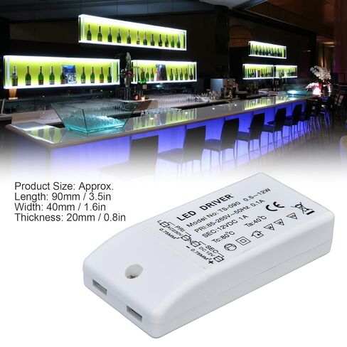 RiToEasysports 12V DC 1A LED Driver 12W مزود طاقة غامض/خيالي لشرائط LED وأضواء الخزانة 1 X للاستخدام التجاري للسائق، يعرض in Saudi Arabia