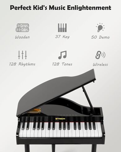 STRICH 37 Keys Kids Piano Keyboard Set, Mini Digital Piano for Kids With Stand Chair, Wood Piano for 3+ Girls and Boys, Walnut Color, SEK-37S in Saudi Arabia