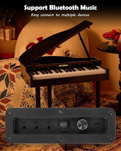 STRICH 37 Keys Kids Piano Keyboard Set, Mini Digital Piano for Kids With Stand Chair, Wood Piano for 3+ Girls and Boys, Walnut Color, SEK-37S in Saudi Arabia