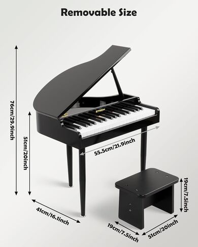 STRICH 37 Keys Kids Piano Keyboard Set, Mini Digital Piano for Kids With Stand Chair, Wood Piano for 3+ Girls and Boys, Walnut Color, SEK-37S in Saudi Arabia