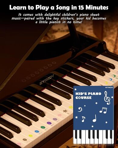 STRICH 37 Keys Kids Piano Keyboard Set, Mini Digital Piano for Kids With Stand Chair, Wood Piano for 3+ Girls and Boys, Walnut Color, SEK-37S in Saudi Arabia