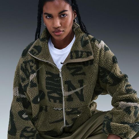 Nike Sportswear Women's High-Pile Fleece Jacket (Medium Olive/Medium Olive/Sail) in Saudi Arabia