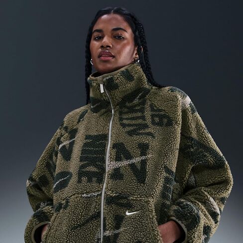 Nike Sportswear Women's High-Pile Fleece Jacket (Medium Olive/Medium Olive/Sail) in Saudi Arabia