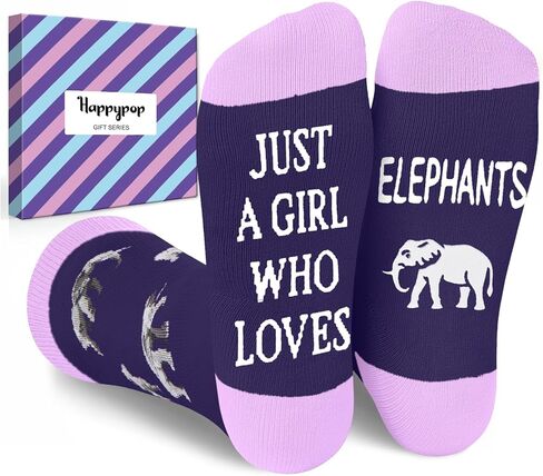 HAPPYPOP Elephant Gift Ideas for Women - Funny Elephant Socks, Elephant Stuff Christmas Stocking Stuffers for Teen Girls, Animal Socks in Saudi Arabia