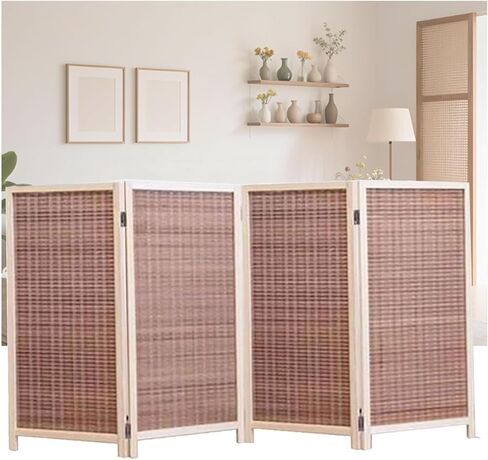 3/4 Panel Small Room Partitions,Foldable Temporary Wall,Privacy Screen,Hand Woven for Kindergarten Offices Living(100x40cm-4panel) in Saudi Arabia