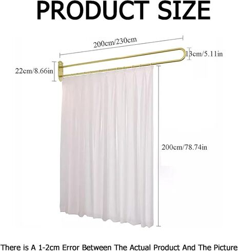 Room Divider Privacy Curtain,Metal Support Wall-Mounted Curtain,Simple U-Shaped Portable Room Divider Curtain,Suitable for Fitting Rooms Beauty Salons(200cm) in Saudi Arabia