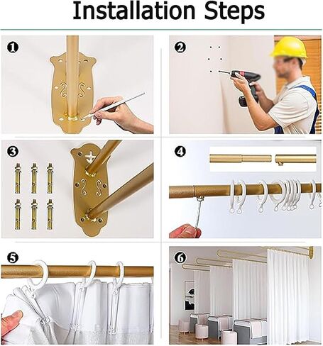 Room Divider Privacy Curtain,Metal Support Wall-Mounted Curtain,Simple U-Shaped Portable Room Divider Curtain,Suitable for Fitting Rooms Beauty Salons(200cm) in Saudi Arabia