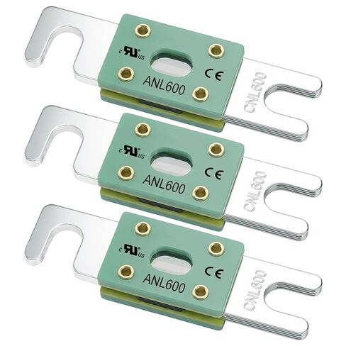 600 Amp ANL Fuse, UL Recognized Component, Heavy Duty 80V DC, High-Temp Fiberglass Body Nickel-Plated Copper for Battery Energy Storage, RV, Marine, Car, High-end Audio, 3 Pack in Saudi Arabia