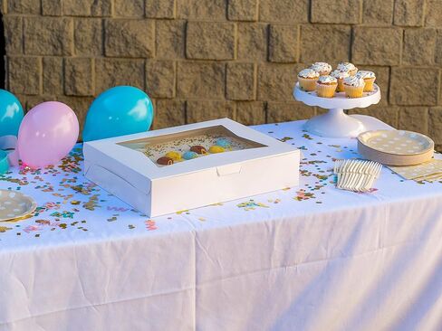 SCT White Window Bakery Boxes with Attached Flip Top, 4-Corner Beers Design, 8 x 8 x 2.5, White, Paper, 200/Carton in Saudi Arabia