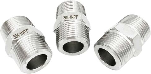 1pc 1/8" 1/4" 3/8" 1/2" 3/4" 1" BSPT NPT G Thread 304 Stainless Steel Equal Diameter Double Head Male Thread Pipe Fittings(NPT,1/8") in Saudi Arabia