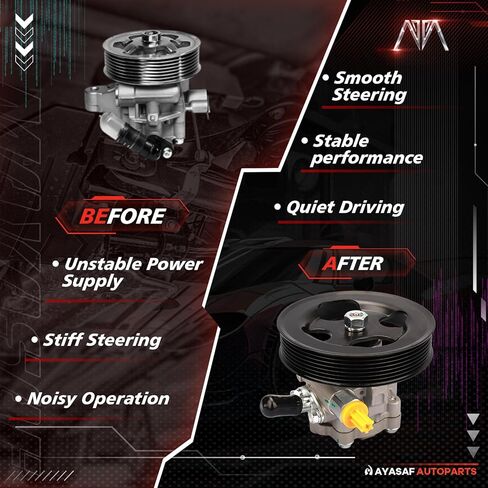 مضخة توجيه كهربائية MAYASAF 21-5366 مع بكرة تناسب Nissan 2004-2010 TITAN، 2004 Pathfinder Armada، 2005-2010 Armada، 2008-2010 Pathfinder، مع محركات 5.6L/V8 فقط، من أجل INFINITI 2004-2011 QX56 in Kuwait