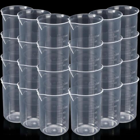 Tatuo 200 Pack 3.4oz/100ml Plastic Mixing Cups Disposable Measuring Cups V-shaped Cup Rim, Epoxy Bulk Clear Beaker with Graduated for Resin, Laboratory, Liquid, Acrylic Paint Art, Medicine in Saudi Arabia