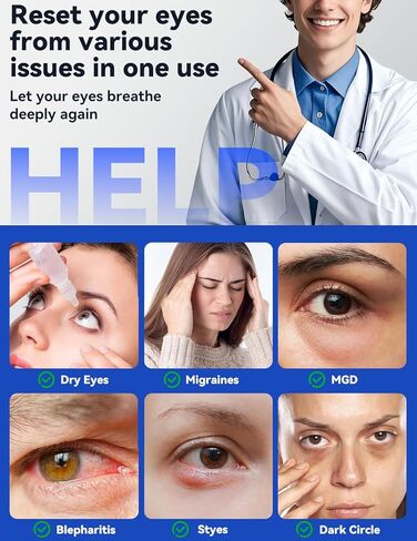 Heated Eye Mask for Dry Eyes-Microwave Steam Hot/Warm Compress for Eyes-Remove Styes, Chalazion, Blepharitis & MGD Relief, Therapy Warming and Heating Pad Hot Compress-Moist Heat Mask in Saudi Arabia