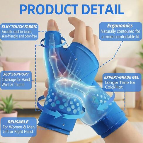 Wrist & Thumb Ice Pack Wrap, Cold & Hot Compress for Extreme Carpal Tunnel Relief, Thickened Reusable Gel Wrist Hand Thumb Ice Pack for Arthritis Tendonitis, Women & Men in Saudi Arabia