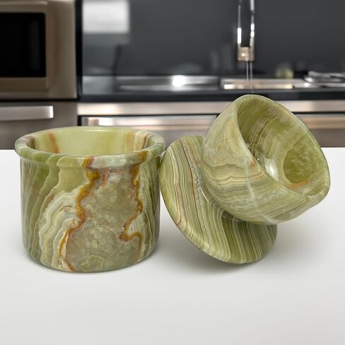 Natural Green Onyx Marble Butter Crock with Lid - Handmade Décor and Countertop 4" inches Butter Keeper for fresh Spreadable Butter. Perfect gift for any Home Cook in Saudi Arabia