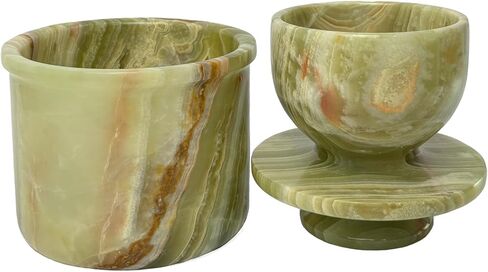 Natural Green Onyx Marble Butter Crock with Lid - Handmade Décor and Countertop 4" inches Butter Keeper for fresh Spreadable Butter. Perfect gift for any Home Cook in Saudi Arabia