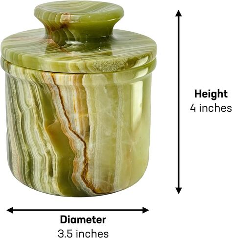 Natural Green Onyx Marble Butter Crock with Lid - Handmade Décor and Countertop 4" inches Butter Keeper for fresh Spreadable Butter. Perfect gift for any Home Cook in Saudi Arabia