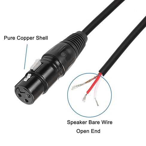 XLR Cable Microphone Cable 3pin XLR Pigtail Bare Wire Open End Gold Plated XLR Connector Speaker Cord Replacement Audio Cable for DJ/PA Amplifier Subwoofer-2M (XLR Female) in Saudi Arabia