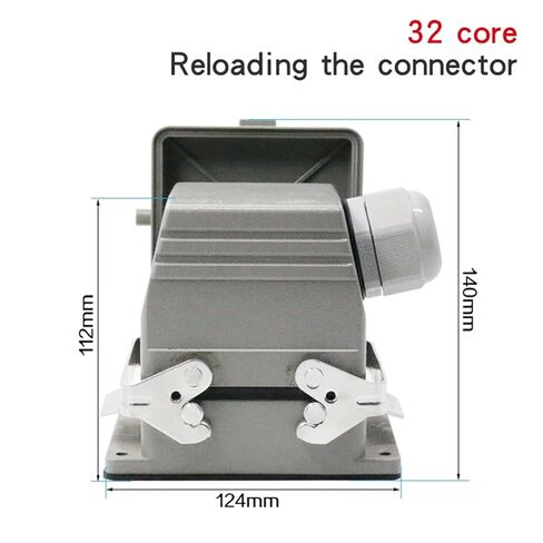 H32b-he-032 Heavy-Duty Connector 32-core Rectangular Aviation Socket Industrial 16A with Cover 1Pcs in Saudi Arabia