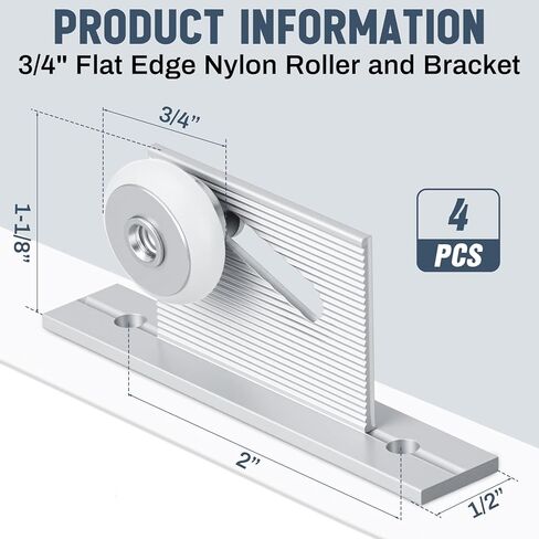 Yaocom 4 Pack 3/4" Flat Edge Framed Shower Door Rollers Replacement, Nylon Wheels with Steel Ball Bearings & Chrome Plated Aluminum Brackets for Tub Enclosure Bathroom Sliding Doors in Saudi Arabia
