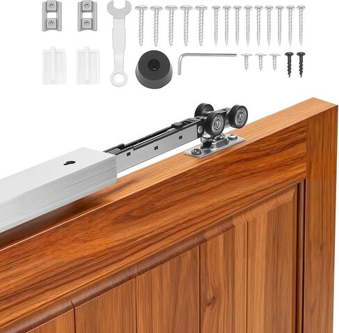 VEVOR Sliding Pocket Door Hardware Track Kit, 5.73ft Heavy Duty Pocket Door Hardware Kit, Commercial Grade Pocket Door Hardware and Track Set for 24"-36" Wide Single Door, Smoothly and Easy to Install in Saudi Arabia