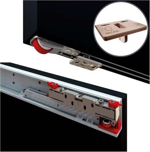 Milcasa Magic 2 (1100) - Floating Door System - Pro Grade Sliding Track Kit - Made in Italy - Patented Designs - Concealed Sliding Barn Door Style Track Hardware - Free Template Included. in Saudi Arabia