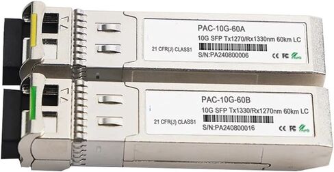 جهاز إرسال واستقبال وحدة SFP 10G 3 كم، 10 كم، 10 كم، 20 كم، 40 كم، 60 كم، 70 كم، 80 كم، 100 كم، LC WDM 1270، R1330nm (10 كم - زوج واحد) in Kuwait